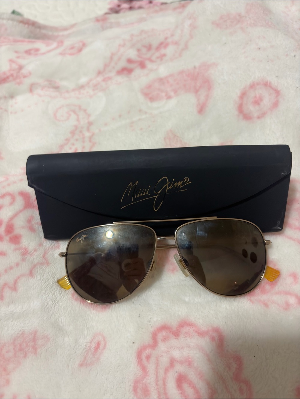 Maui Jim Aviator Sunglasses with Brown Lenses and Gold Frame